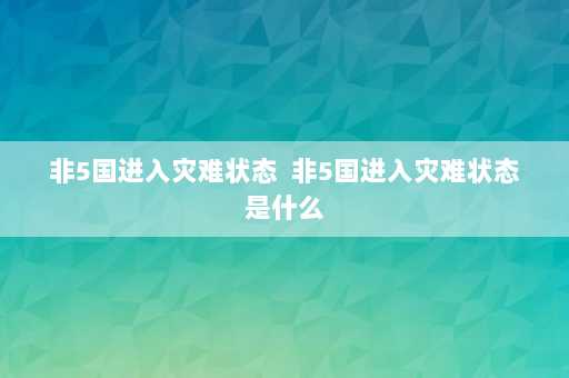 非5国进入灾难状态  非5国进入灾难状态是什么