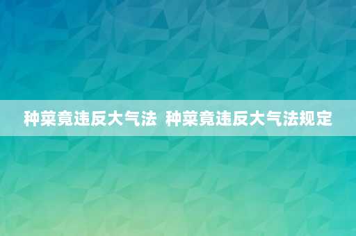 种菜竟违反大气法  种菜竟违反大气法规定