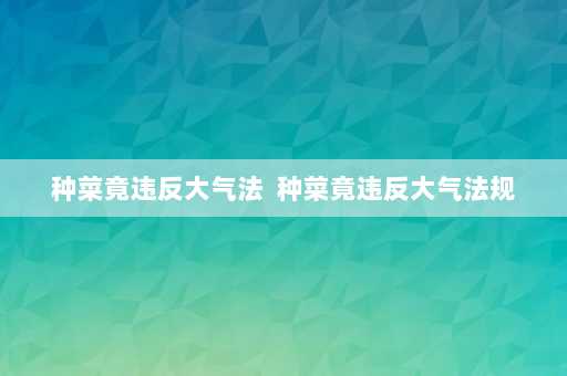 种菜竟违反大气法  种菜竟违反大气法规