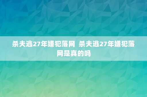 杀夫逃27年嫌犯落网  杀夫逃27年嫌犯落网是真的吗