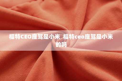 福特CEO座驾是小米  福特ceo座驾是小米的吗