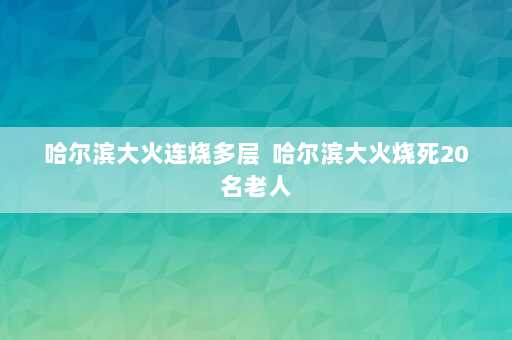 哈尔滨大火连烧多层  哈尔滨大火烧死20名老人