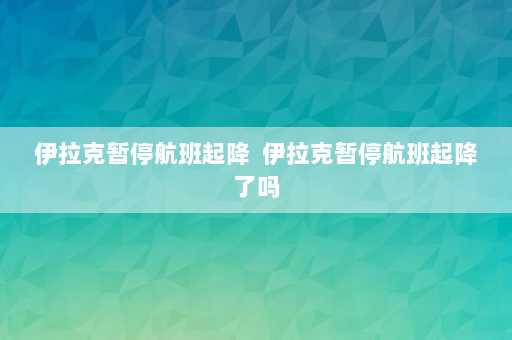 伊拉克暂停航班起降  伊拉克暂停航班起降了吗