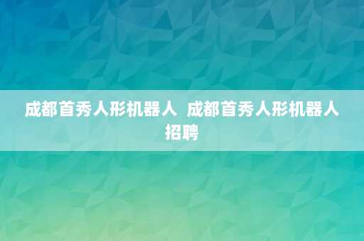 成都首秀人形机器人  成都首秀人形机器人招聘