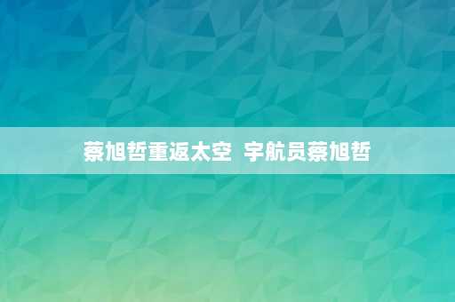 蔡旭哲重返太空  宇航员蔡旭哲