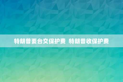 特朗普要台交保护费  特朗普收保护费