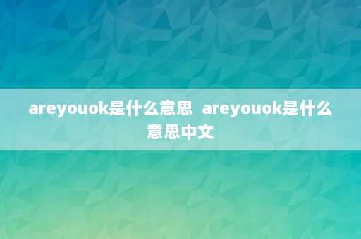 areyouok是什么意思  areyouok是什么意思中文