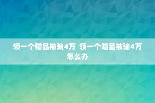 领一个赠品被骗4万  领一个赠品被骗4万怎么办