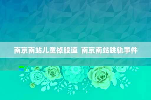 南京南站儿童掉股道  南京南站跳轨事件