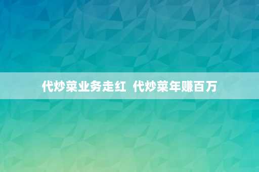 代炒菜业务走红  代炒菜年赚百万