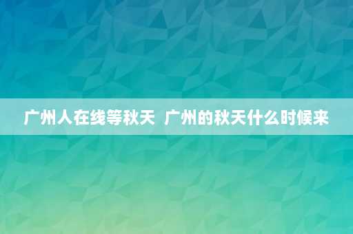 广州人在线等秋天  广州的秋天什么时候来