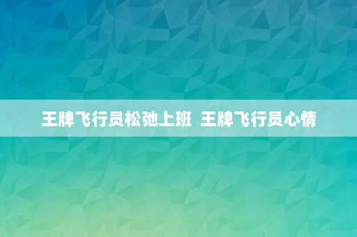 王牌飞行员松弛上班  王牌飞行员心情