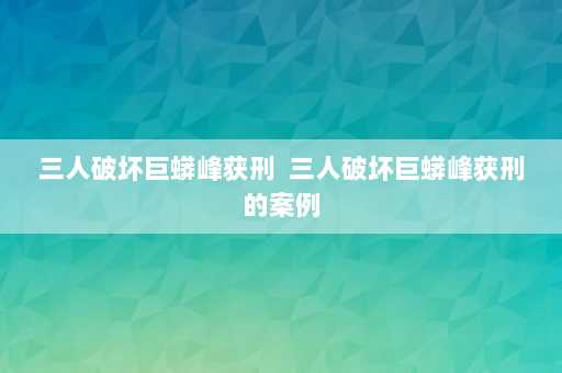 三人破坏巨蟒峰获刑  三人破坏巨蟒峰获刑的案例