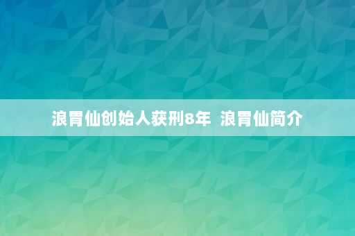 浪胃仙创始人获刑8年  浪胃仙简介