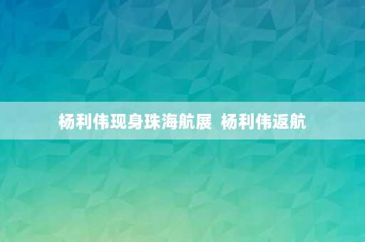 杨利伟现身珠海航展  杨利伟返航