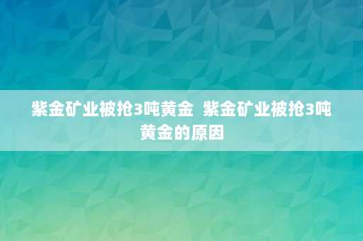 紫金矿业被抢3吨黄金  紫金矿业被抢3吨黄金的原因