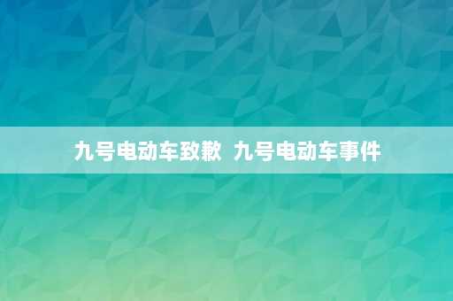 九号电动车致歉  九号电动车事件