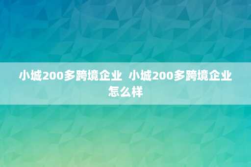 小城200多跨境企业  小城200多跨境企业怎么样