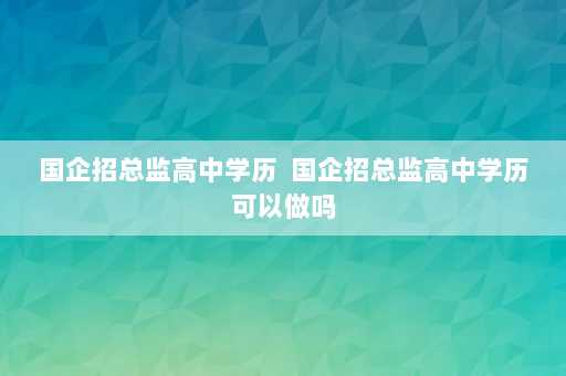 国企招总监高中学历  国企招总监高中学历可以做吗