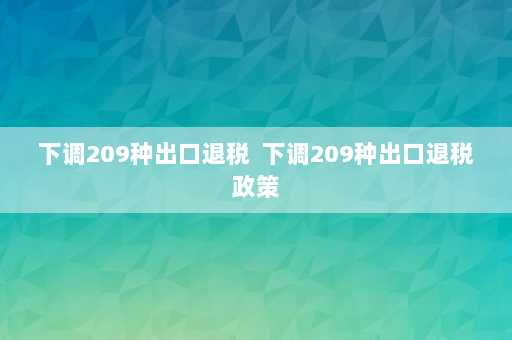 下调209种出口退税  下调209种出口退税政策