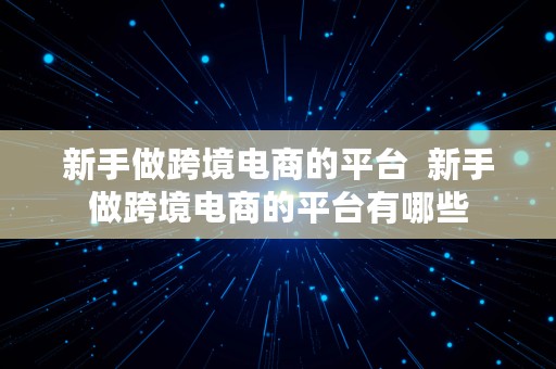 新手做跨境电商的平台  新手做跨境电商的平台有哪些