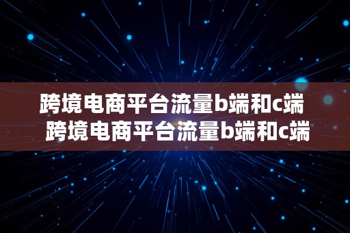 跨境电商平台流量b端和c端  跨境电商平台流量b端和c端的区别