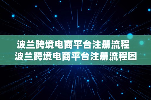 波兰跨境电商平台注册流程  波兰跨境电商平台注册流程图