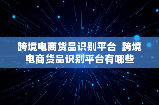 跨境电商货品识别平台  跨境电商货品识别平台有哪些