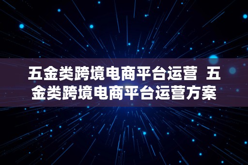 五金类跨境电商平台运营  五金类跨境电商平台运营方案