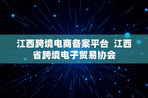 江西跨境电商备案平台  江西省跨境电子贸易协会