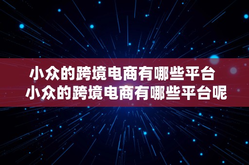 小众的跨境电商有哪些平台  小众的跨境电商有哪些平台呢