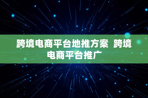 跨境电商平台地推方案  跨境电商平台推广