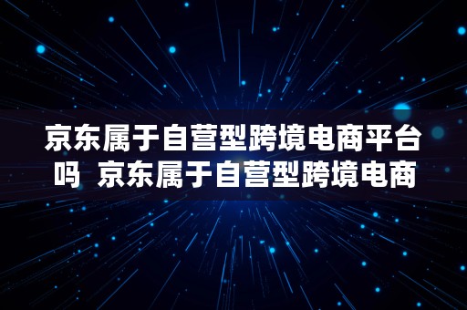 京东属于自营型跨境电商平台吗  京东属于自营型跨境电商平台吗知乎