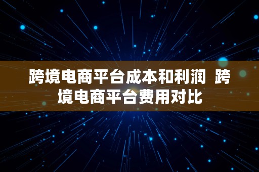 跨境电商平台成本和利润  跨境电商平台费用对比