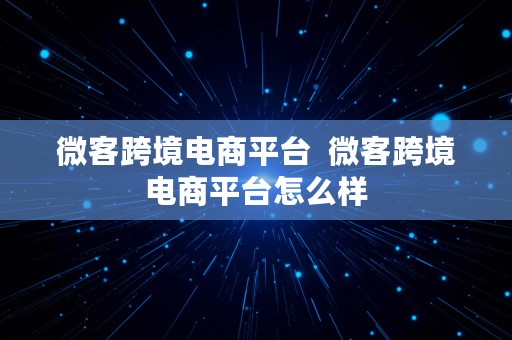 微客跨境电商平台  微客跨境电商平台怎么样