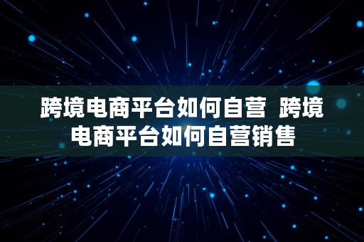 跨境电商平台如何自营  跨境电商平台如何自营销售