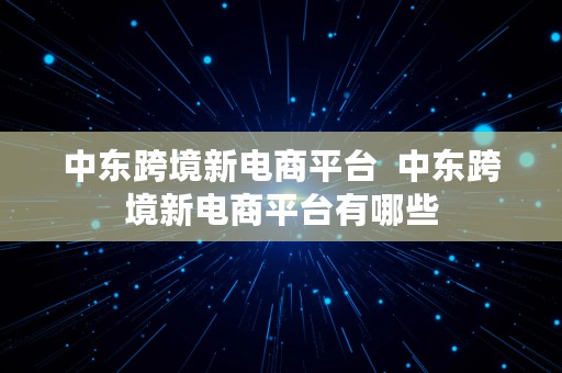 中东跨境新电商平台  中东跨境新电商平台有哪些