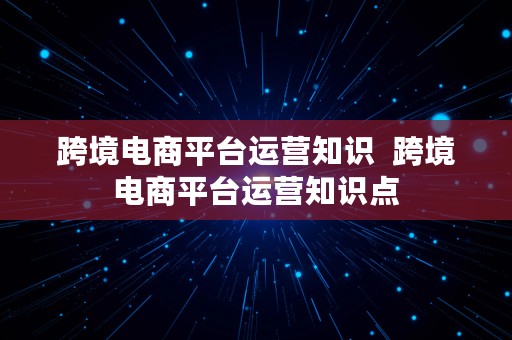 跨境电商平台运营知识  跨境电商平台运营知识点