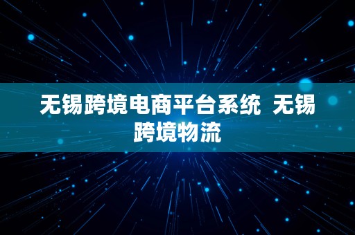 无锡跨境电商平台系统  无锡跨境物流