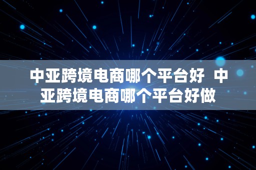 中亚跨境电商哪个平台好  中亚跨境电商哪个平台好做