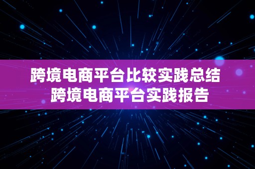 跨境电商平台比较实践总结  跨境电商平台实践报告