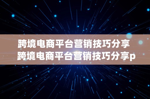 跨境电商平台营销技巧分享  跨境电商平台营销技巧分享ppt