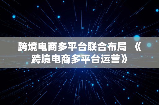 跨境电商多平台联合布局  《跨境电商多平台运营》