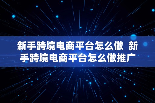 新手跨境电商平台怎么做  新手跨境电商平台怎么做推广