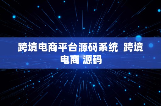 跨境电商平台源码系统  跨境电商 源码