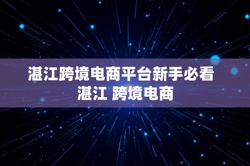 湛江跨境电商平台新手必看  湛江 跨境电商