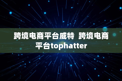 跨境电商平台威特  跨境电商平台tophatter