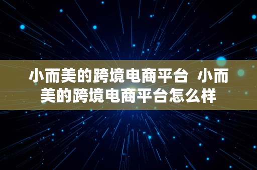 小而美的跨境电商平台  小而美的跨境电商平台怎么样