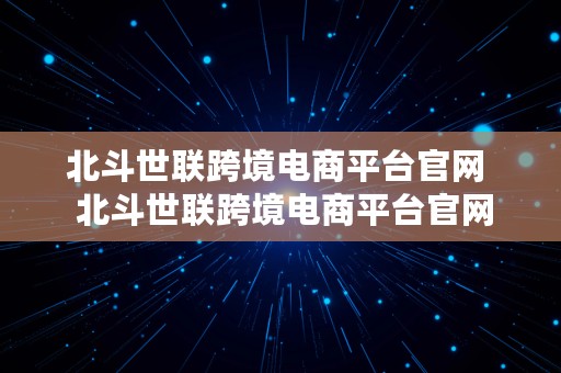 北斗世联跨境电商平台官网  北斗世联跨境电商平台官网