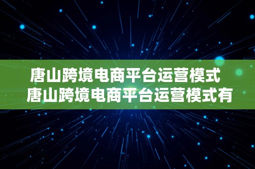 唐山跨境电商平台运营模式  唐山跨境电商平台运营模式有哪些